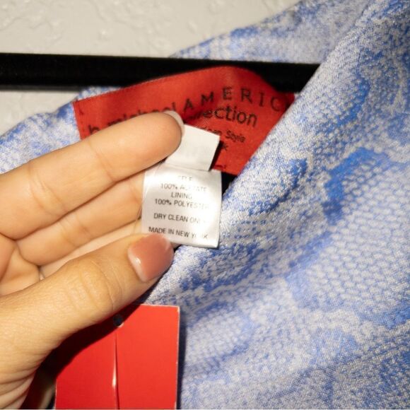 NWT B Michael America Red Collection‎ Blue Draped Collar Snakeskin Dress Size 10 - Picture 6 of 8